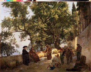 Une terrasse sur le rivage, près de Sorrente