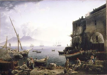 Vue de Naples, le quai de Santa Lucia