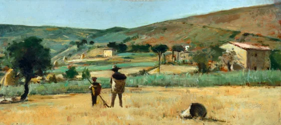 Campagne avec paysans, par Silvestro Lega
