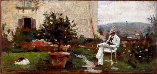 Luigi Tommasi dans son jardin