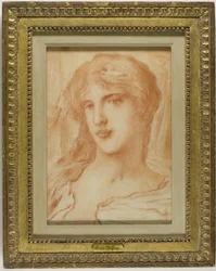 Tête, vers 1880 (craie rouge sur papier vélin chamois)