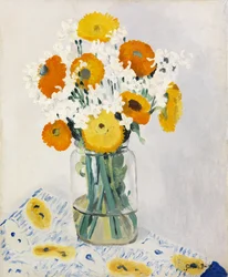 Fleurs dans un vase (huile sur toile)