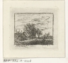 Paysage avec maisons et arbres