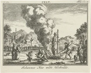 Brûlage de Jan Hus au bûcher, milieu du 18ème siècle
