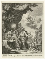 Écrivain entouré de figures allégoriques