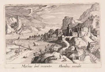 Vallée fluviale alpine, tirée de Topographia Variarum Regionum