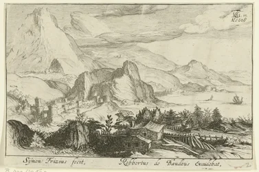 Paysage de montagne avec bâtiments