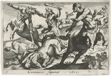 Hercule combattant les centaures
Centauros superat (titre sur l