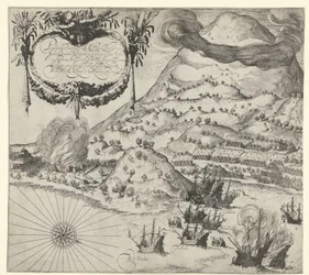 Victoire des Hollandais sur les Portugais à Tidore (illustration de gauche), 1605