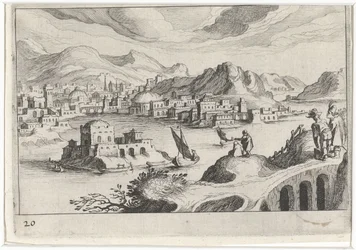 Vue de ville dans une vallée fluviale (Paysages d