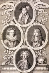 Edward VI, Henry et William, ducs de Gloucester, et Henry, prince de Galles, vers 1700