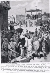 Constantin proclamé empereur à York, 306 après J.-C., illustration de 