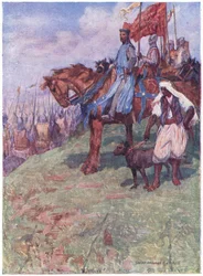 Le bon roi était assis à cheval à mi-hauteur de la montagne