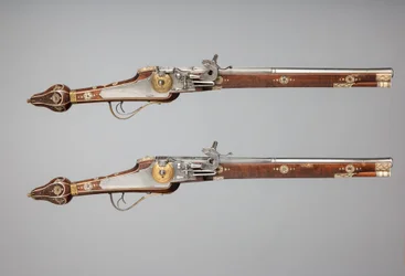 Paire de pistolets à rouet fabriqués pour la garde du prince-électeur de Saxe, Allemagne, vers 1610
