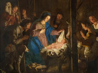 Église paroissiale (Onze-Lieve-Vrouw-Hemelvaartkerk). Intérieur. Peinture. Scène de Noël. Simon De Paepe. Origine abbaye Ename (?).