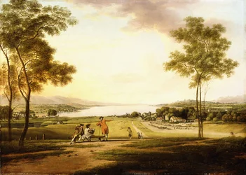 Le lac Léman depuis les pentes de Cologny en direction d