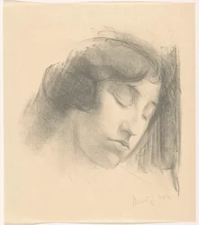 Tête de femme aux yeux fermés