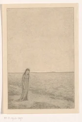 Femme dans un paysage plat