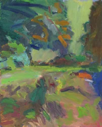 Champ avec arbres, 2024 (huile sur toile)