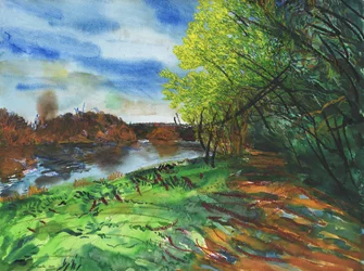 Tamise, Richmond, 2014 (aquarelle, gouache et pastel à l