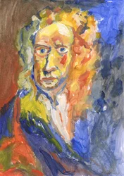 Sir Isaac Newton, 2023 (acrylique sur papier)