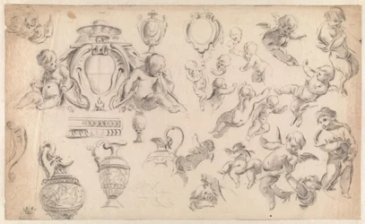 Étude pour une décoration avec des putti et des ornements