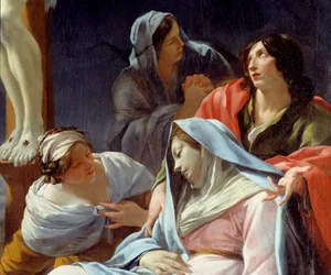 La Crucifixion (détail) : La Vierge évanouie