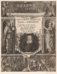Page de titre avec portrait de C.O. Veile pour "Glosarium juridicum Danico - Norvegicum", 1652