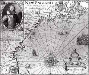 Carte de la côte de la Nouvelle-Angleterre, observée et décrite par le capitaine John Smith (1580-1631) 1614, tirée de 