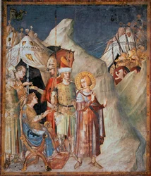 Épisodes de la vie de Saint Martin: « Saint Martin de Tours renonce aux armes » Fresque de Simone Martini (1285-1344). 1312-1317 - Dim 265x230 cm Basilique inférieure de Saint François d