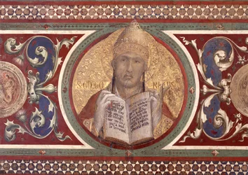 Maestà : Saint Grégoire, détail du cadre, 1315 (détail)