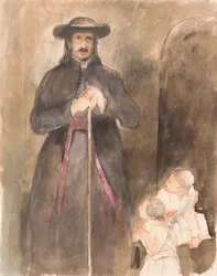Un prêtre avec deux enfants