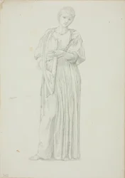 Femme drapée jouant de la harpe