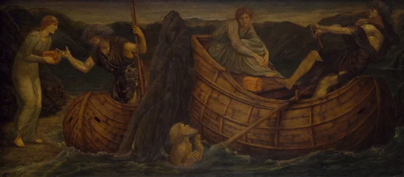 Cupidon et Psyché - Murales du Palais Vert - Psyché donnant la pièce au passeur du Styx, 1881