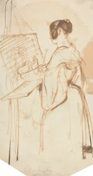 Une dame peignant