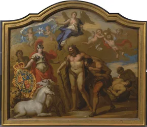 Allégorie de la puissance de la Grande-Bretagne par terre, conception pour un panneau décoratif pour le carrosse cérémonial de George I