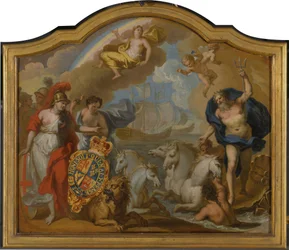 Allégorie de la puissance de la Grande-Bretagne par mer, conception pour un panneau décoratif pour le carrosse cérémonial de George I