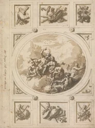 Conception pour un plafond à Addiscombe : Bacchus et Ariane