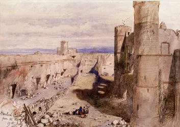 Château de Harlech depuis les remparts, Pays de Galles, 1850