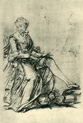 Femme mettant ses bas, milieu-fin du 18e siècle, 1943