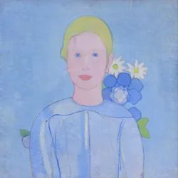 Fille avec des fleurs en papier