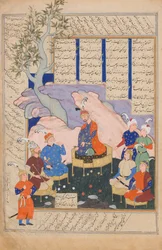 Luhrasp entend des paladins de retour de la disparition de Kai Khusrau, Folio..., 1576-77