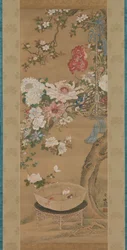 Fleurs et poissons rouges