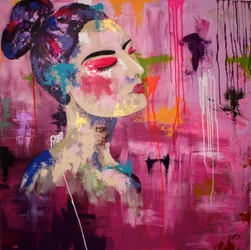 Portrait abstrait rose