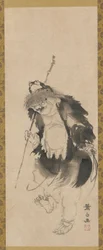 Gama Sennin chinois Hou Xiansheng et son crapaud à trois pattes, période Edo, XVIIIe siècle