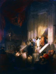 Lecture des tables de la loi dans la synagogue