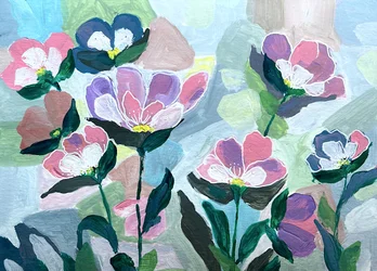 Fleurs au pastel dans un style pictural
