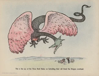 Illustration de la suite des aventures des trois bébés audacieux (lithographie couleur)