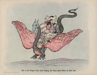 Illustration de la suite des aventures des trois bébés audacieux (lithographie couleur)