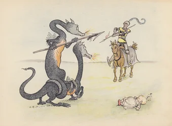 Illustration pour Little Twin Dragons de S Rosamond Praeger (lithographie couleur)